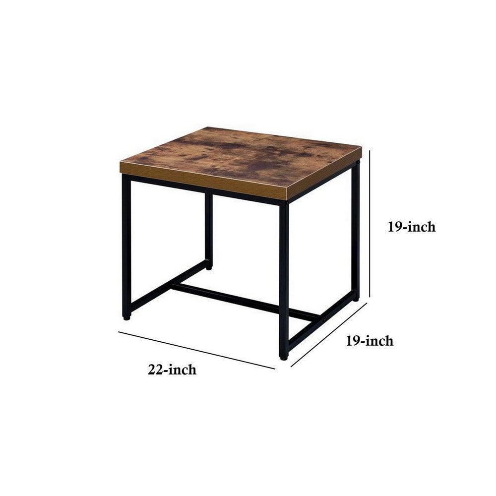 Benzara Contemporary Style Rectangular Wood And Metal End Table, Brown And Black