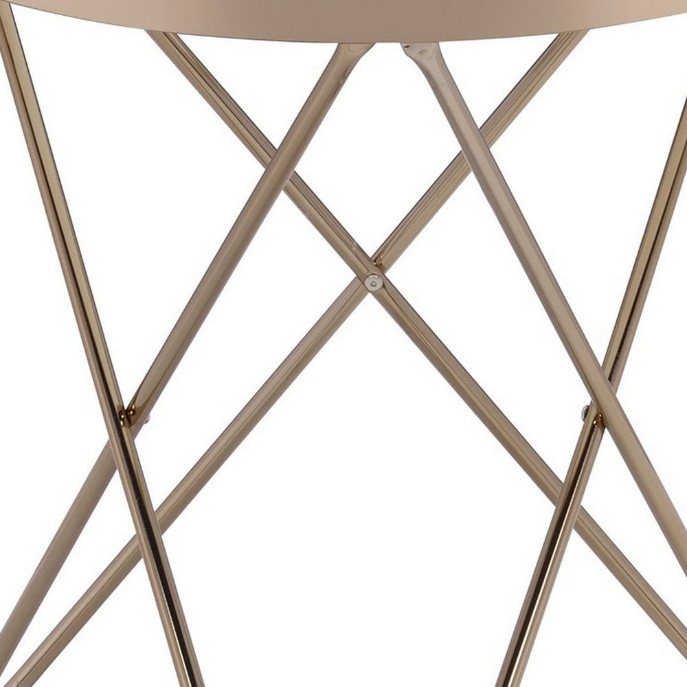 ACME Valora End Table, Frosted Glass & Champagne