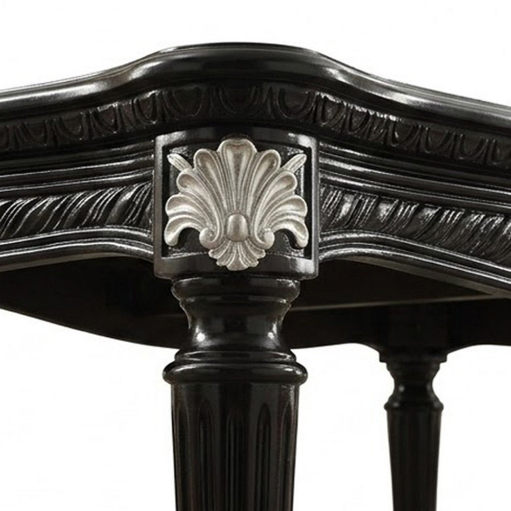 Benzara Traditional Rectangular Wooden Coffee Table with Scalloped Top, Black