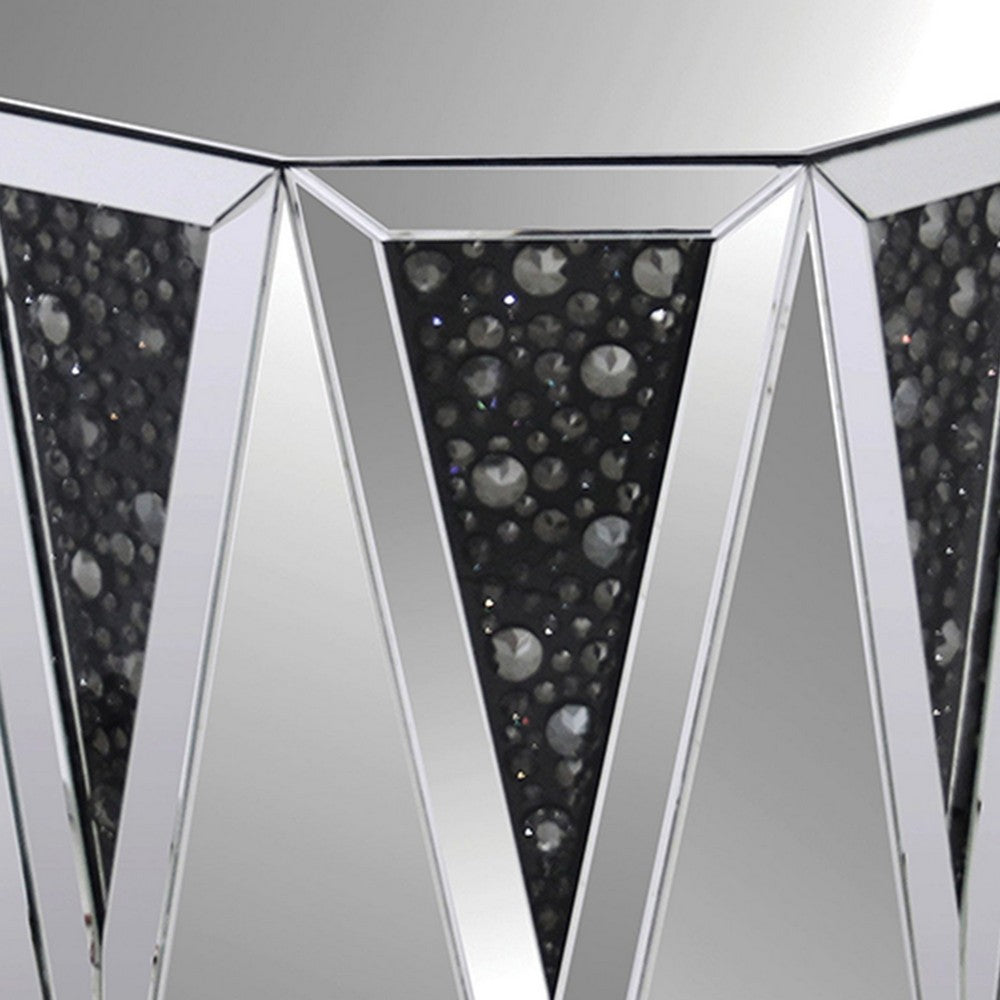 ACME End Table With Octagonal Mirrored Top, Clear And Black