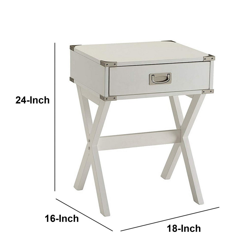 ACME Square End Table, White
