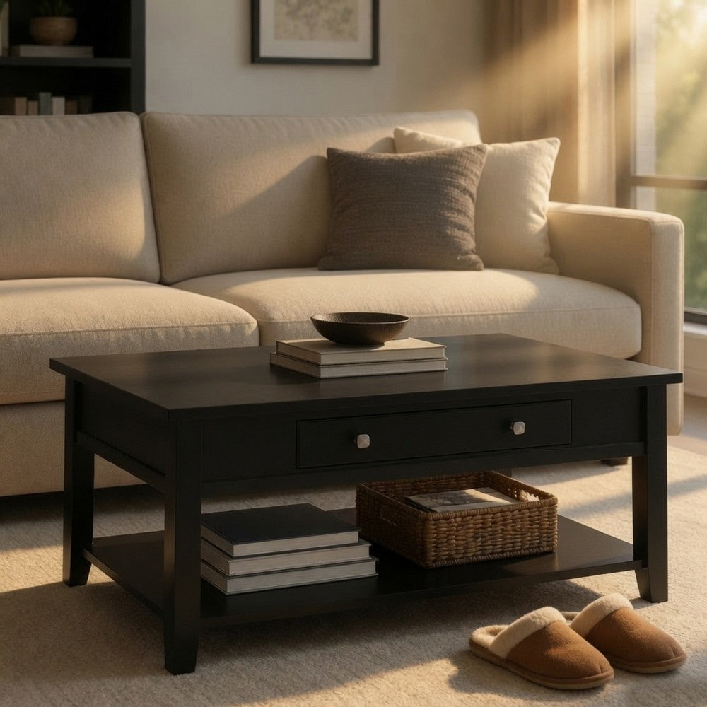 ACME Traditional Looking Coffee Table with Lift Top, Black