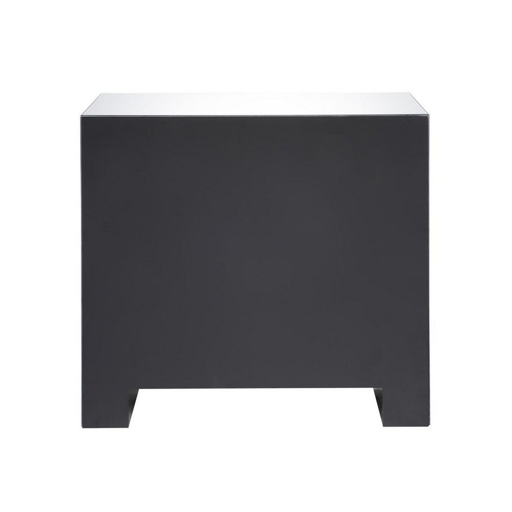 Benzara Chest with 3 Drawers And Mirrored Panels, Silver