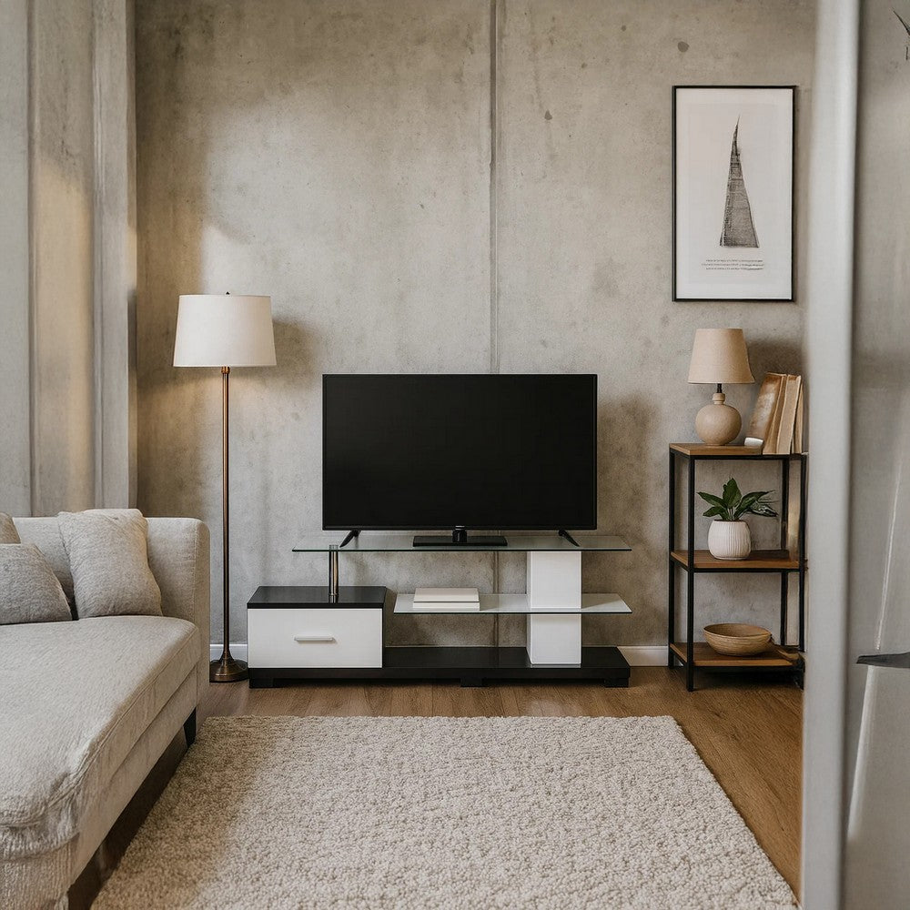 ACME Affable TV Stand, White & Black