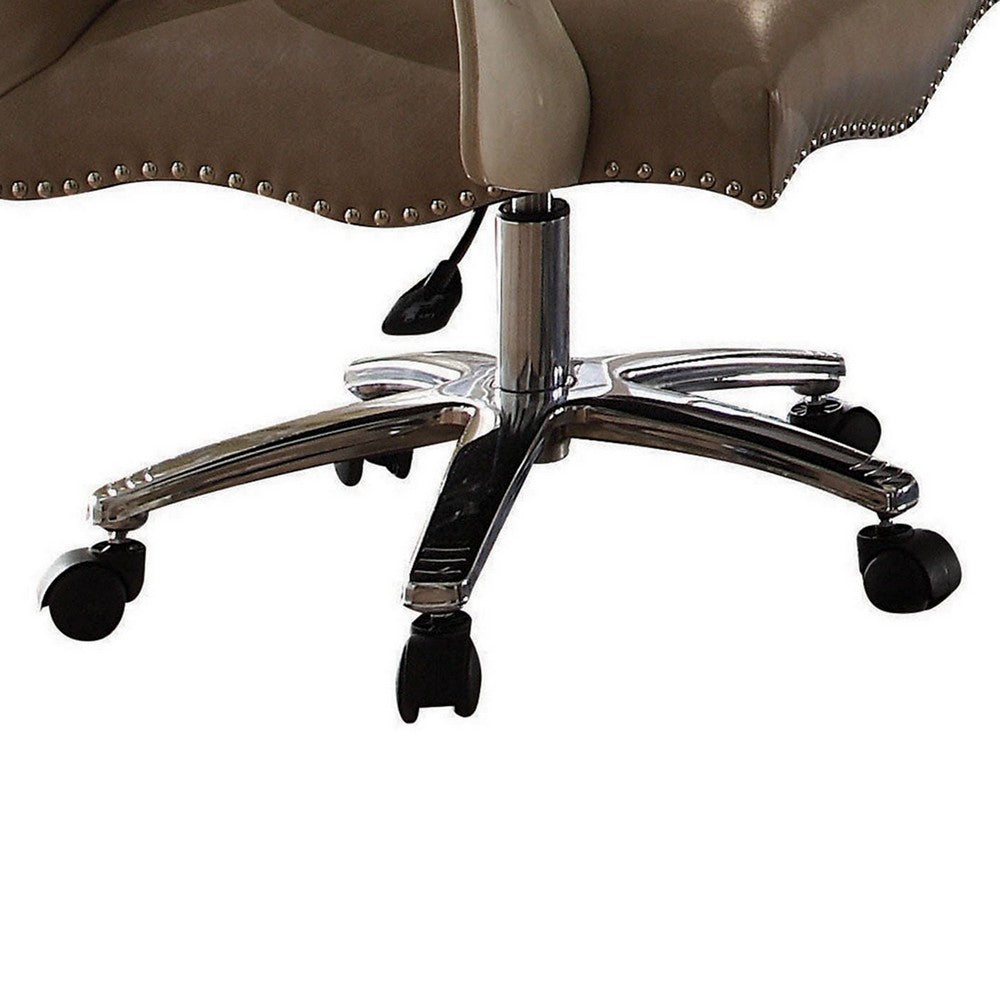 ACME Leather Upholstered Executive Chair With Lift in Brown And Bone White Finish