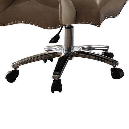 ACME Leather Upholstered Executive Chair With Lift in Brown And Bone White Finish