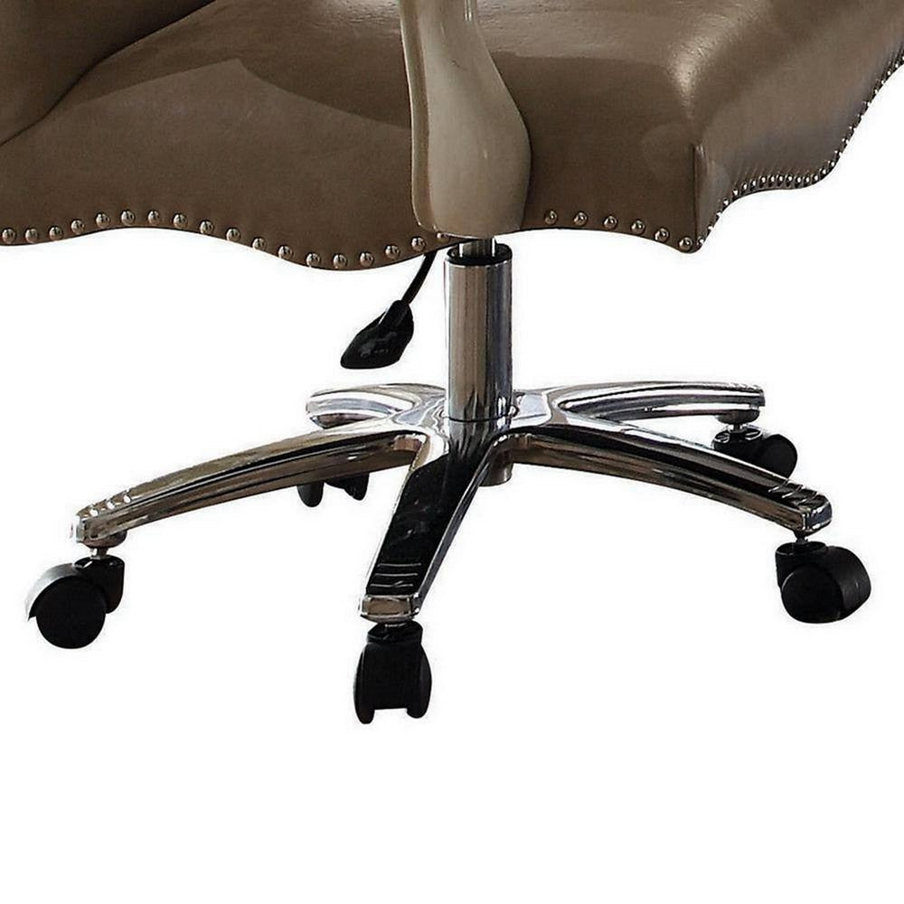 ACME Leather Upholstered Executive Chair With Lift in Brown And Bone White Finish