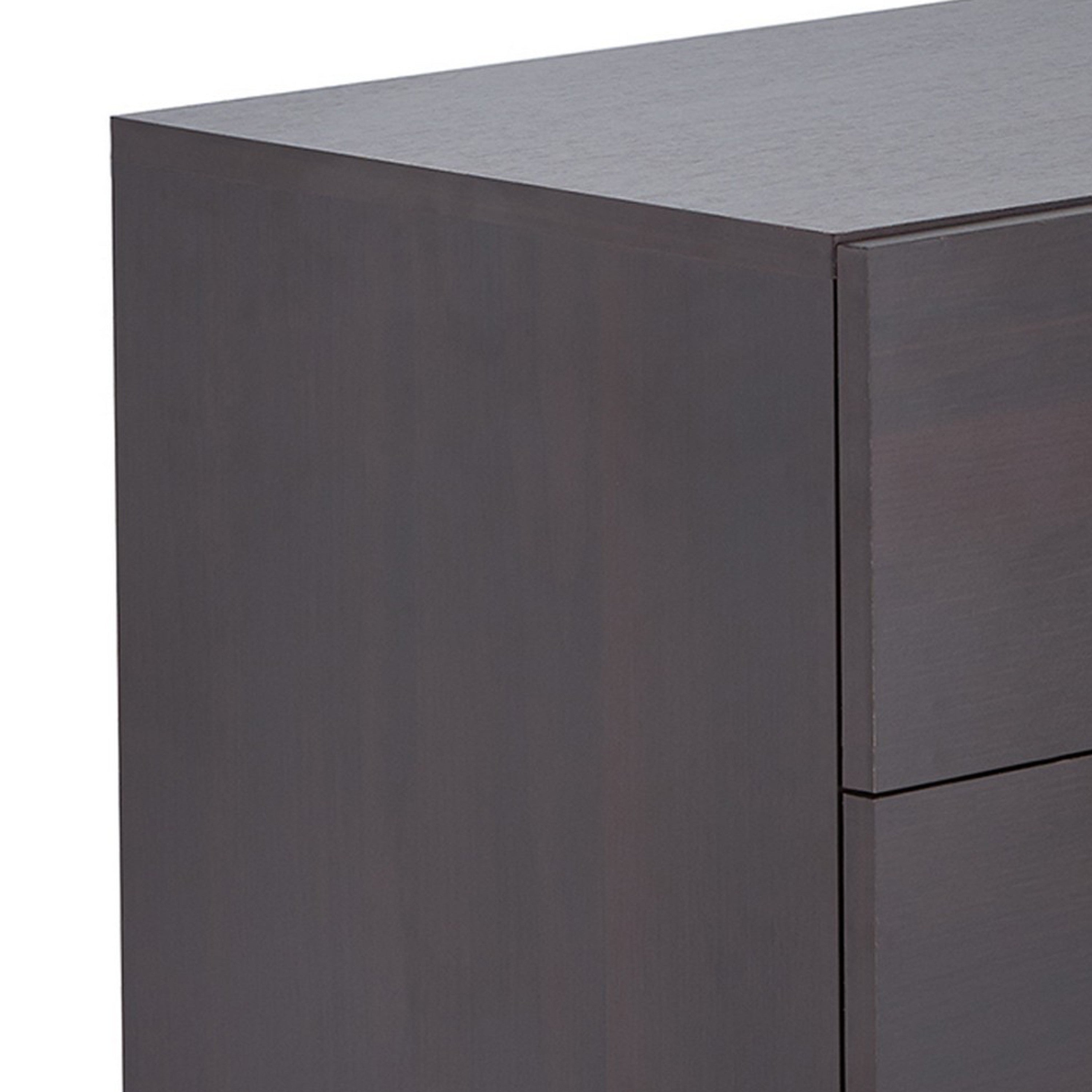 ACME Rectangular Wood & Metal Nightstand By Elms, Brown & Chrome