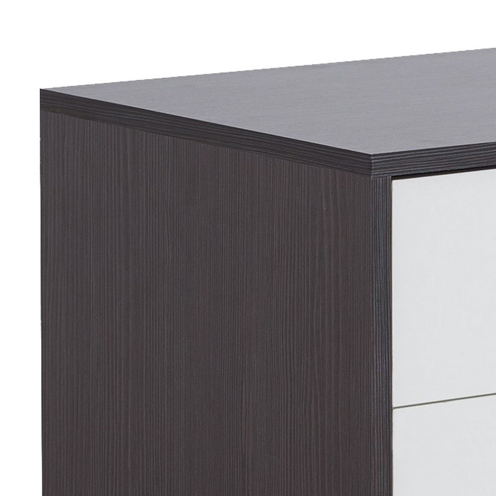 ACME Classic 3 Drawers Wood Nightstand By Eloy, White & Black