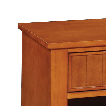 Benzara Omnus Wood Night Stand, Oak Finish