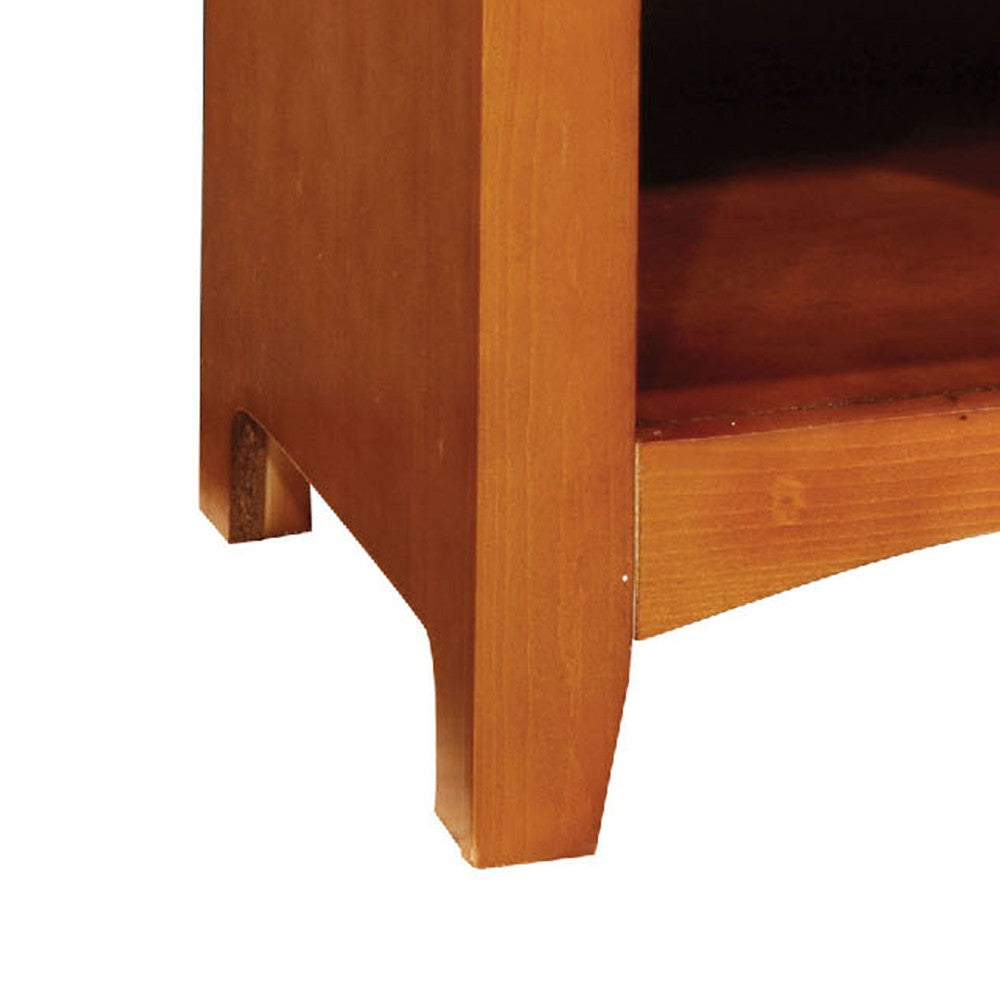 Benzara Omnus Wood Night Stand, Oak Finish