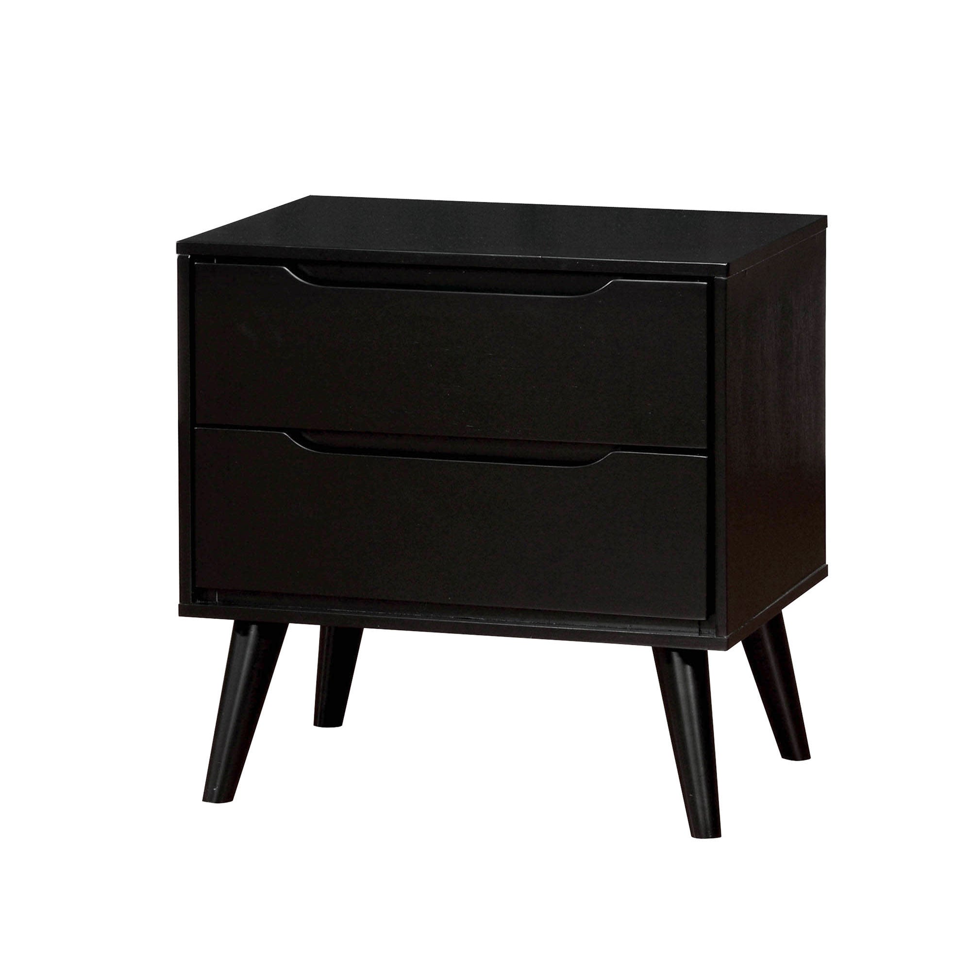 Benzara Lennart Mid Century Modern Nightstand, Black