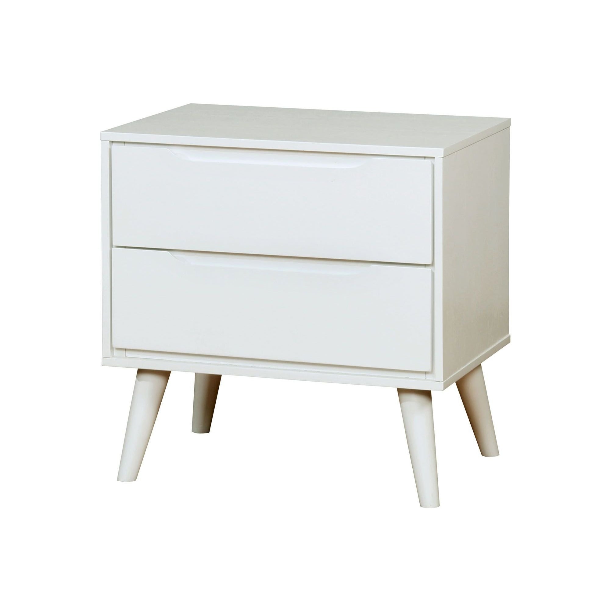 Benzara 2 Drawer Wooden Nightstand with Recessed Drawer Fronts, White