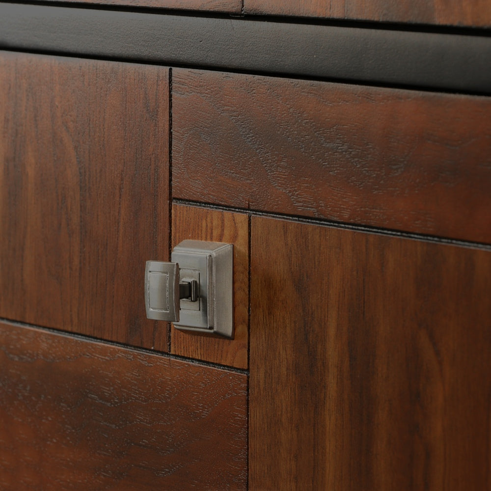 Benzara 28 Inch Handcrafted Bedside Nightstand, 2 Drawers, Sleek Wood Pattern, Square Knobs, Walnut Brown