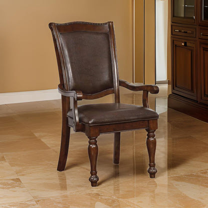 Benzara Alpena Traditional Arm Chairs, Set of 2, Cherry Brown