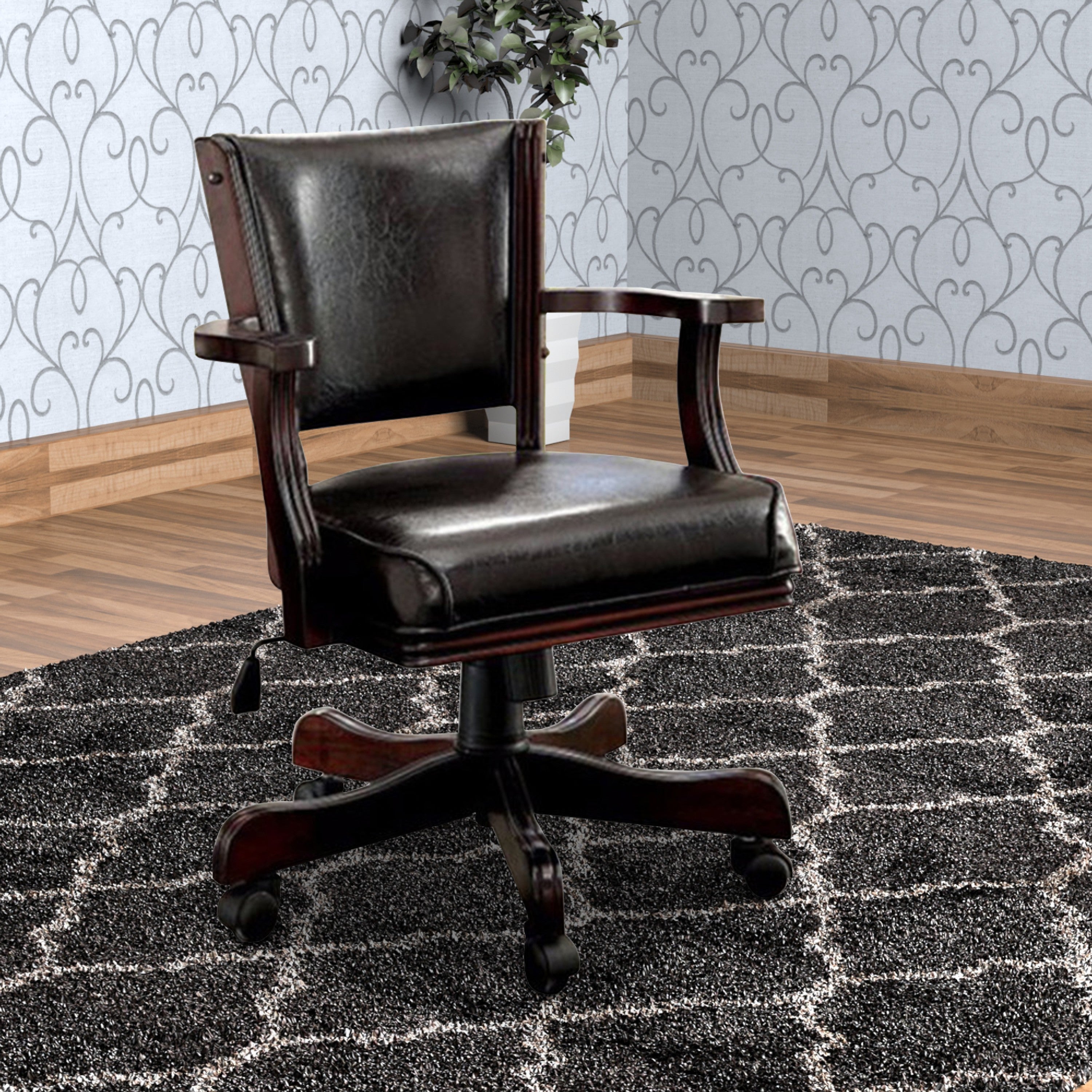 Benzara Leatherette Arm Chair with Swivel And Adjustable Height Mechanism, Brown