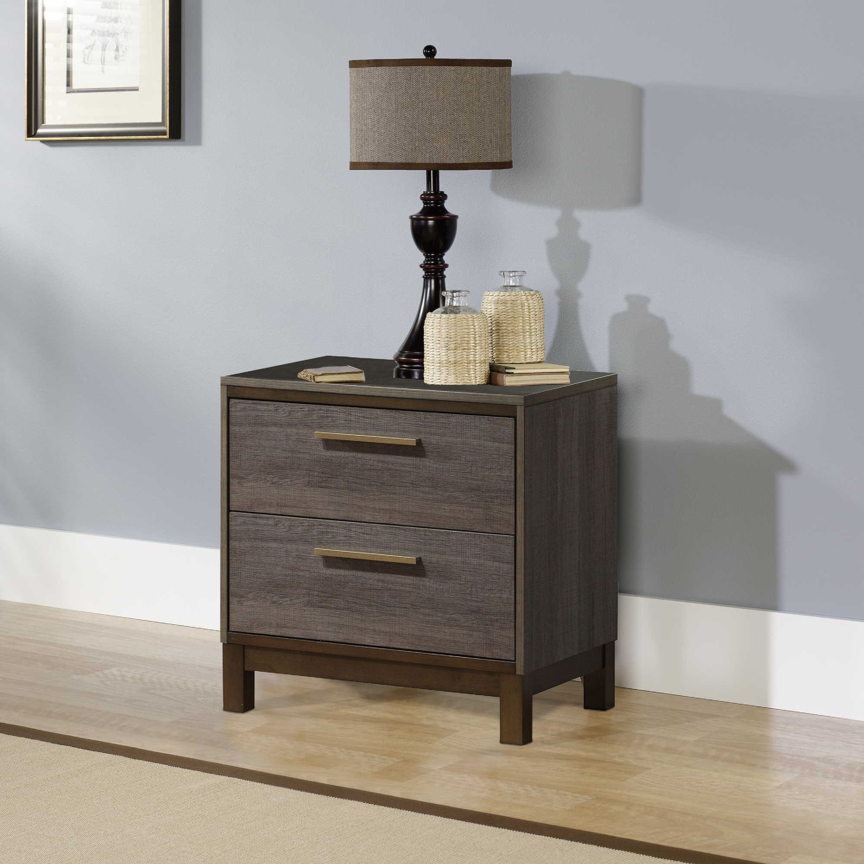 Benzara Manvel Contemporary Style Night Stand, Antique Gray