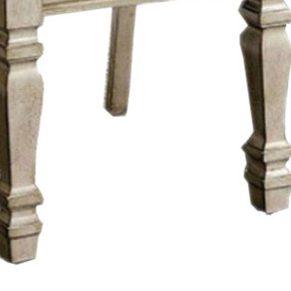 Benzara Nailhead Trim Fabric Upholstered Wooden Side Chair, Set of 2, Beige