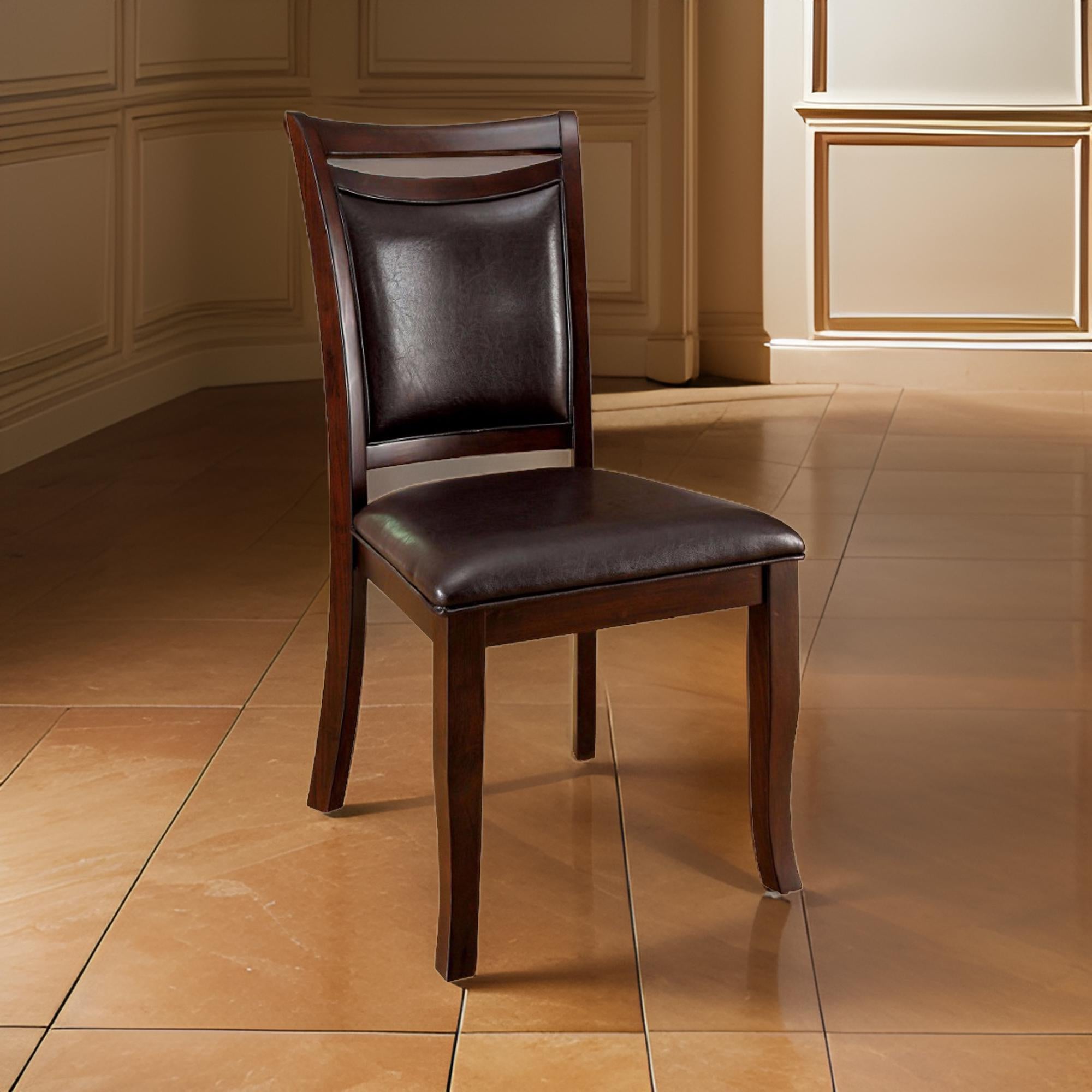 Benzara Woodside Transitional Side Chair With Padded Back And Seat, Expresso, Set of 2