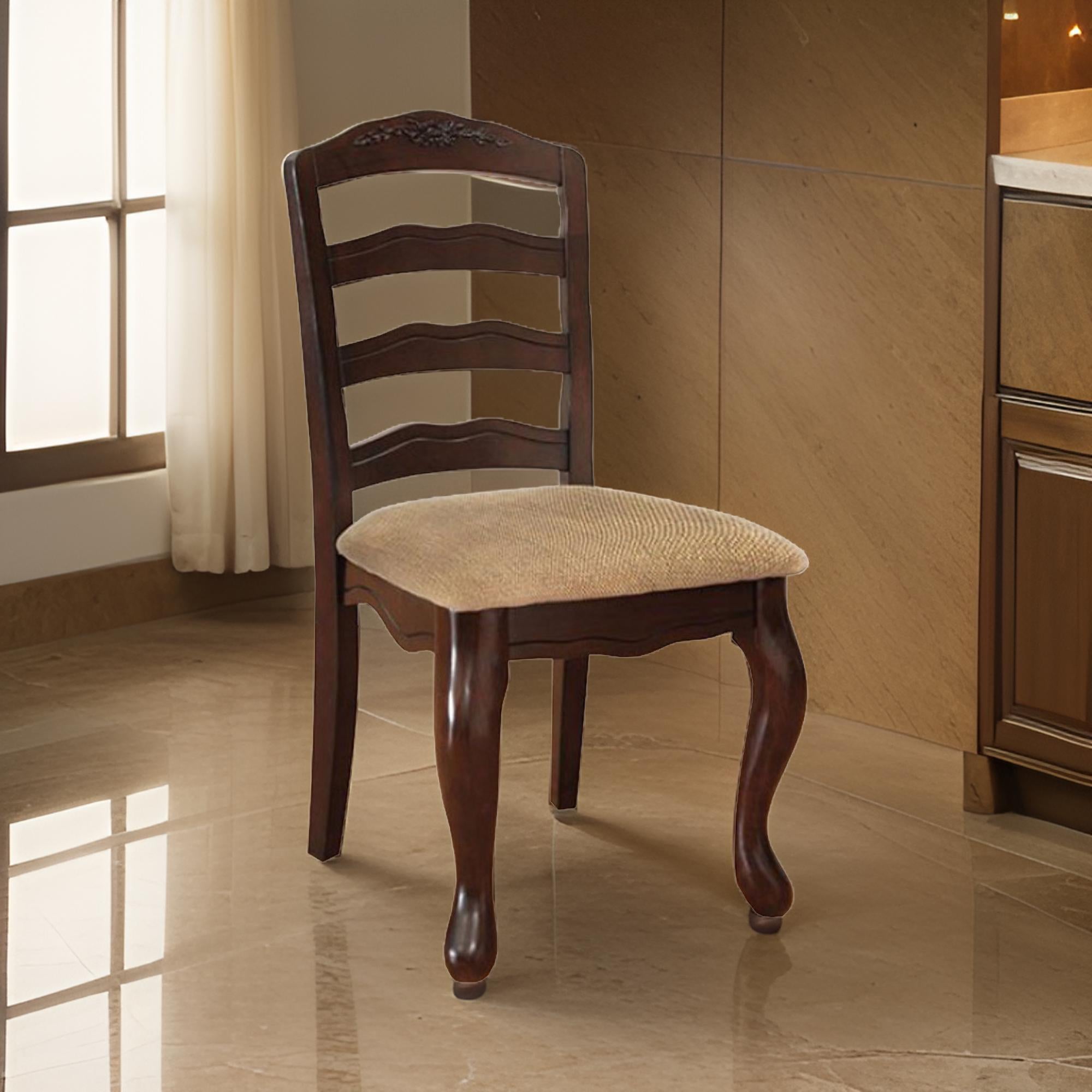 Benzara Townsville Cottage Side Chair, Dark Walnut Finish, Set of 2