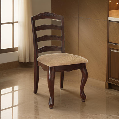 Benzara Townsville Cottage Side Chair, Dark Walnut Finish, Set of 2