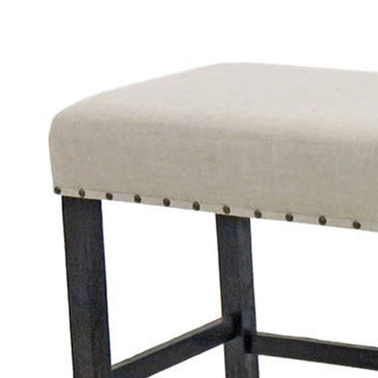 Benzara Sania II Rustic Counter Ht. Bench, Antique Black Finish