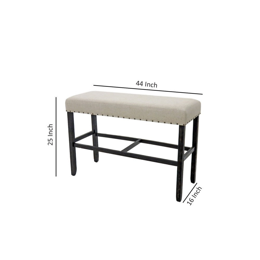 Benzara Sania II Rustic Counter Ht. Bench, Antique Black Finish
