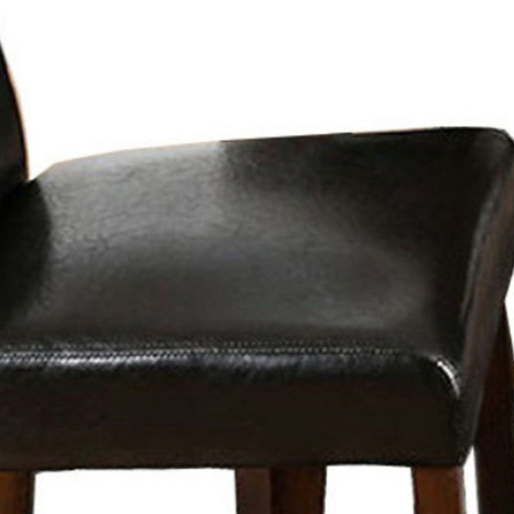 Benzara MARSTONE II Transitional Counter Height Chair, Brown Cherry & Black, Set of two