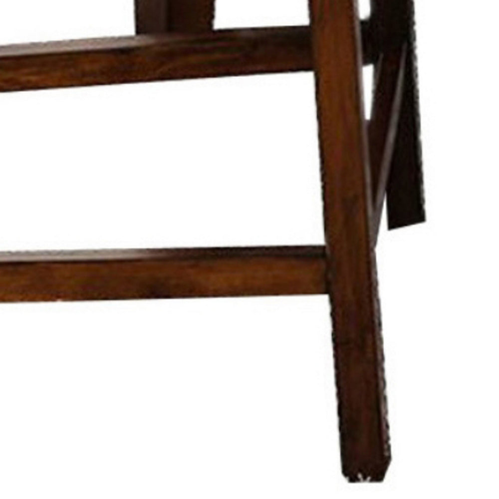 Benzara MARSTONE II Transitional Counter Height Chair, Brown Cherry & Black, Set of two