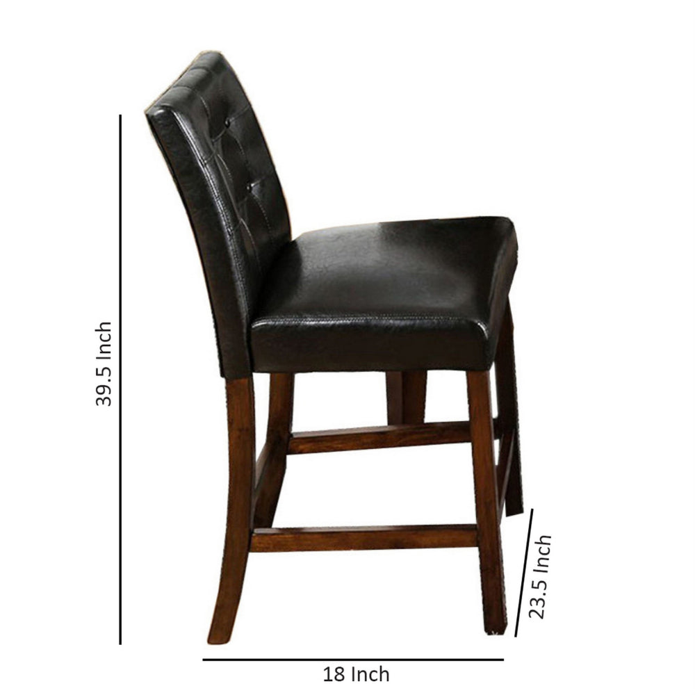 Benzara MARSTONE II Transitional Counter Height Chair, Brown Cherry & Black, Set of two