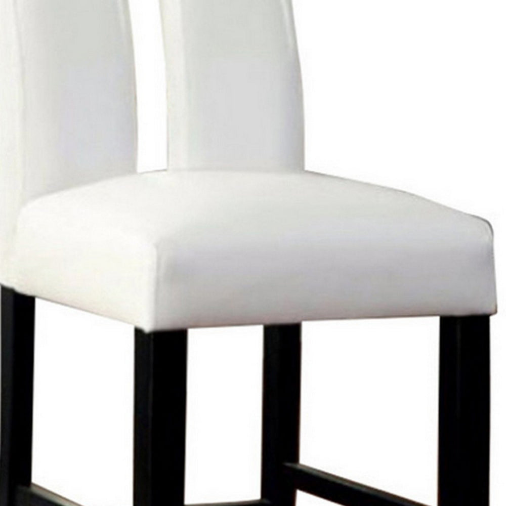 Benzara Luminar II Contemporary Counter Height Chair, White And Black Finish, Set of 2