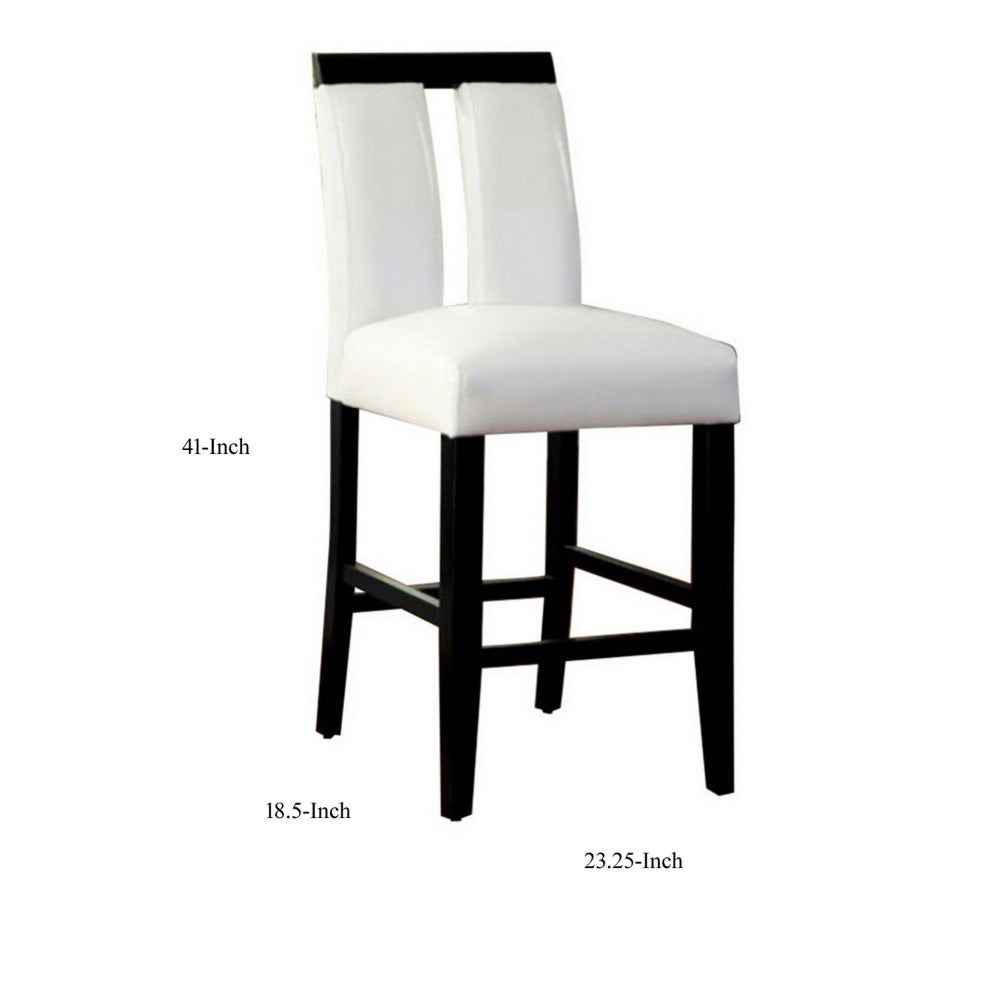 Benzara Luminar II Contemporary Counter Height Chair, White And Black Finish, Set of 2