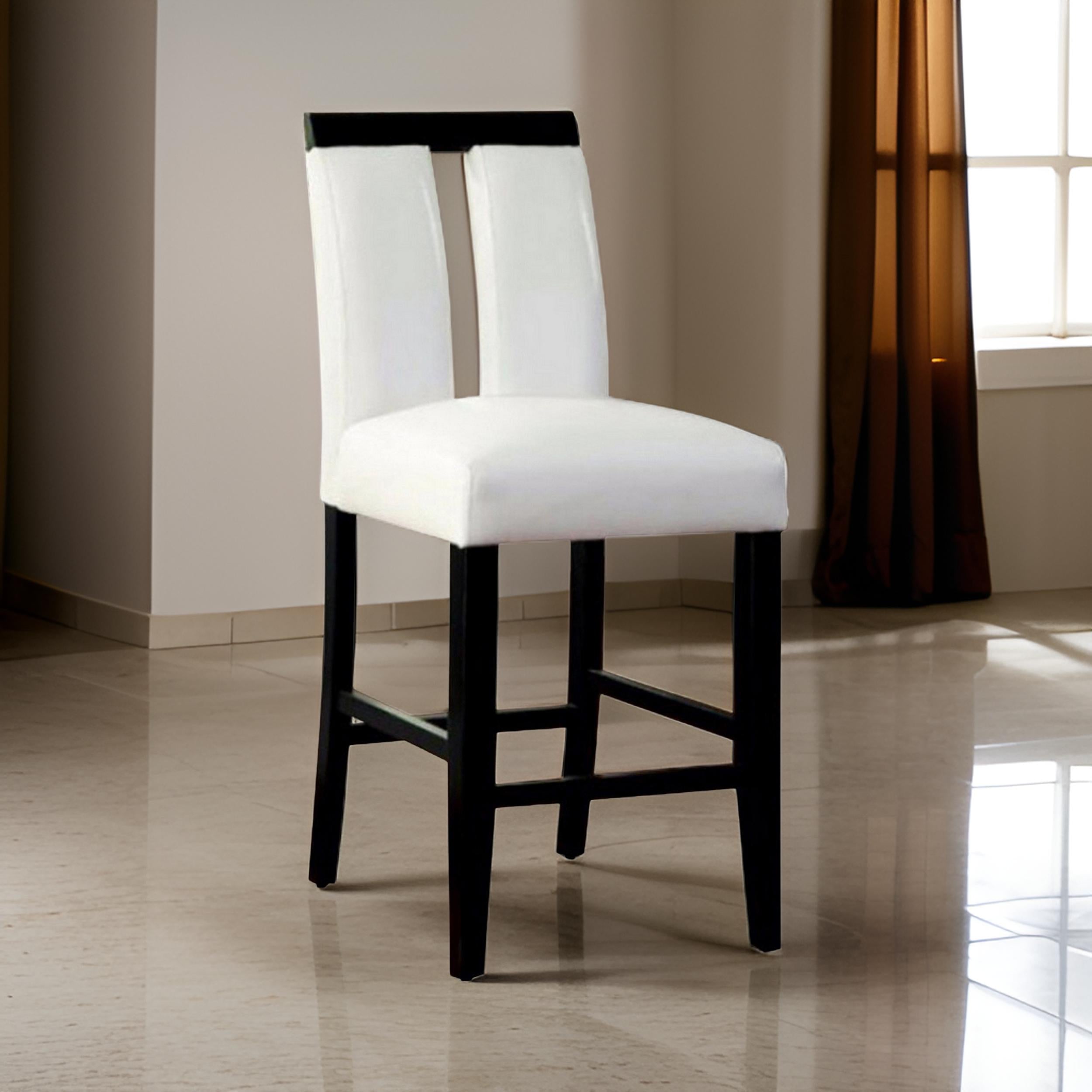 Benzara Luminar II Contemporary Counter Height Chair, White And Black Finish, Set of 2