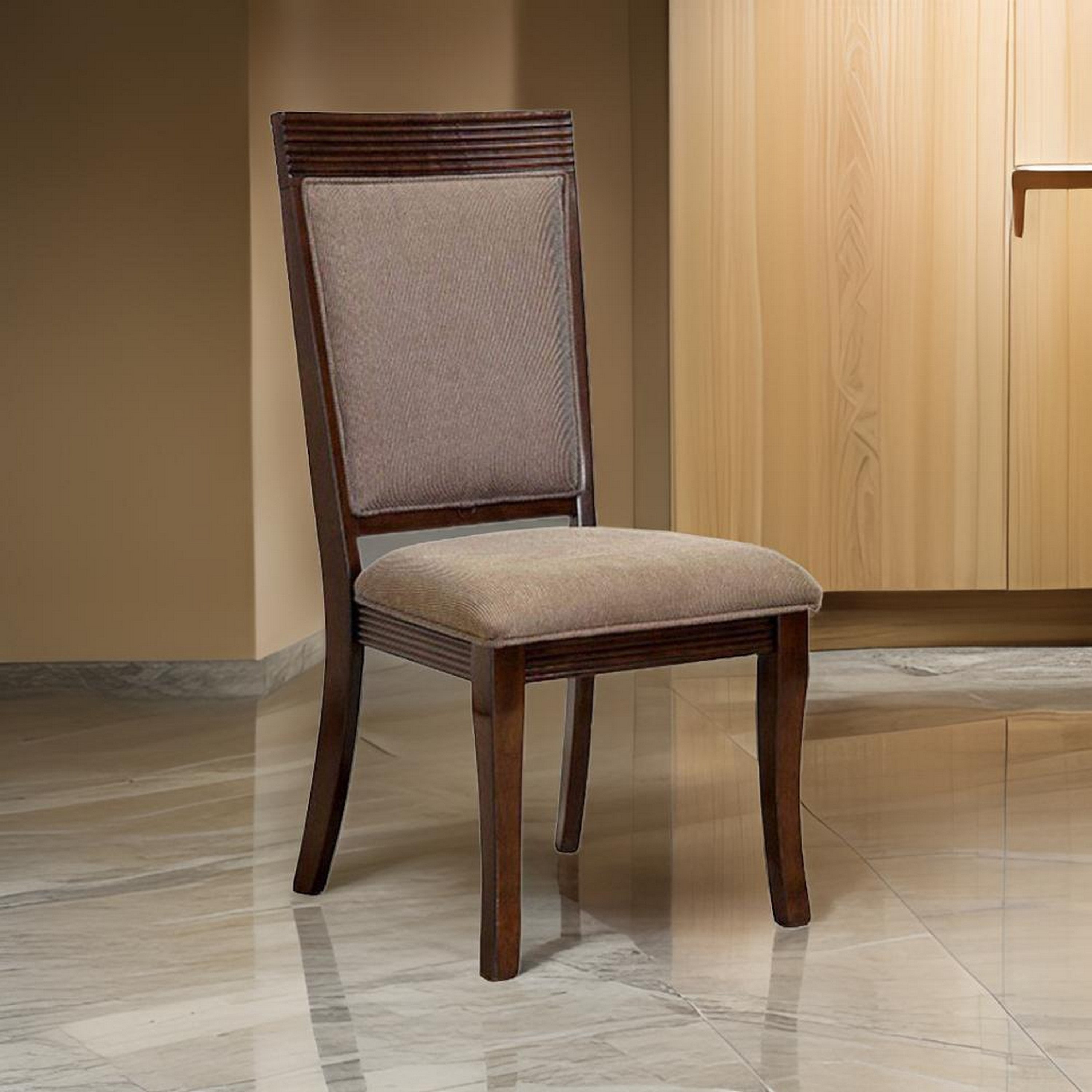 Benzara Woodmont Contemporary Side Chair, Walnut Finish, Set Of 2
