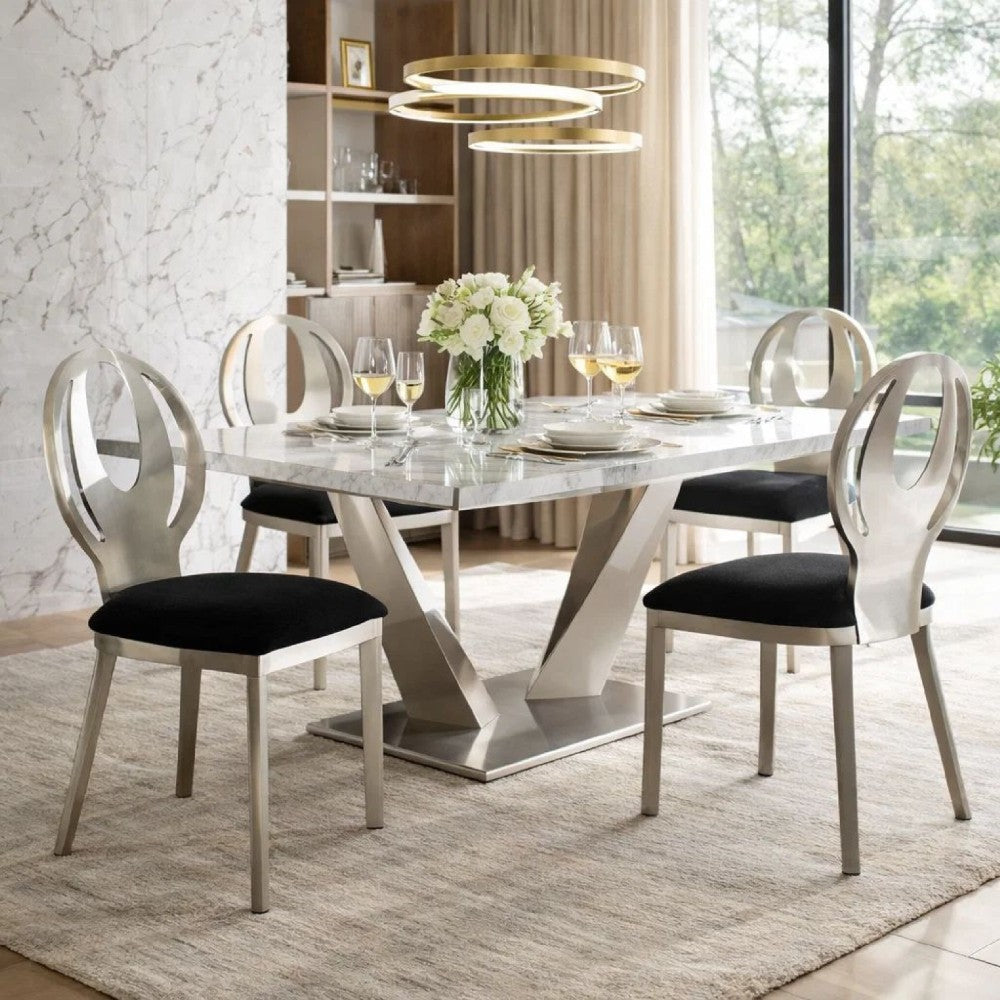 Benzara Orla Contemporary Side Chair With Black Microfabric Seat, Set of 2