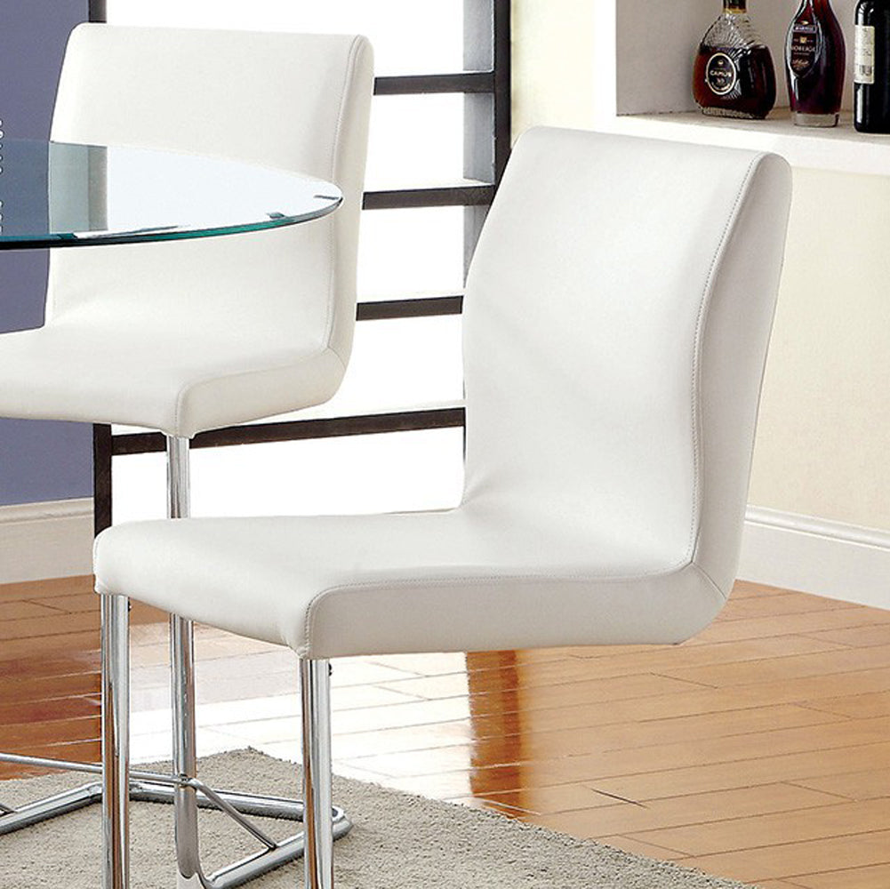 Benzara Lodia II Contemporary Counter Height Chair Withvwhite Pu, Set of 2