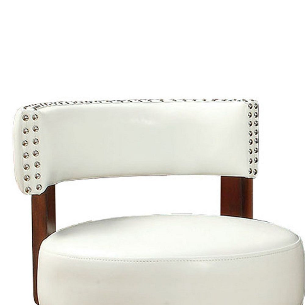 Benzara Shirley Contemporary 24" Barstool With pu Cushion, White Finish, Set of 2
