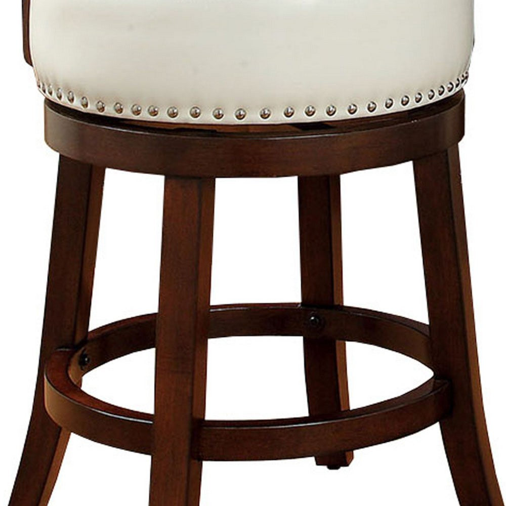 Benzara Shirley Contemporary 24" Barstool With pu Cushion, White Finish, Set of 2