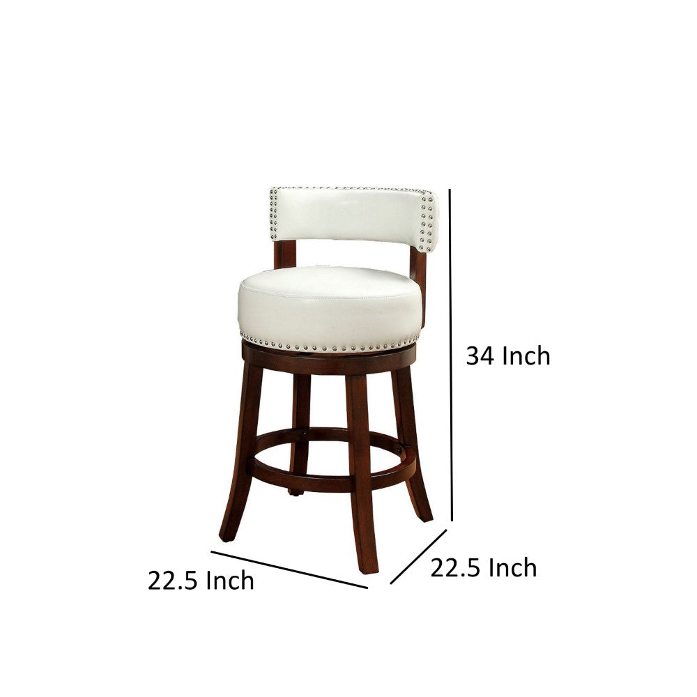 Benzara Shirley Contemporary 24" Barstool With pu Cushion, White Finish, Set of 2
