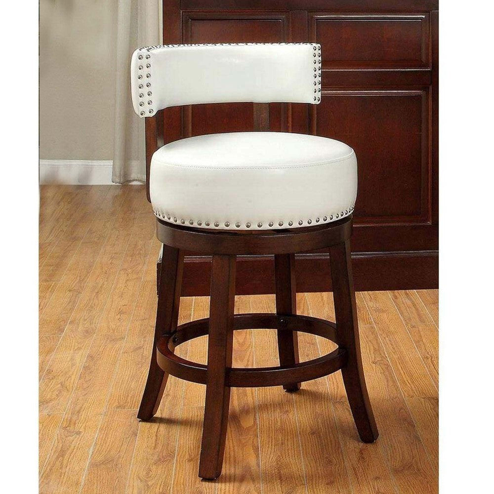 Benzara Shirley Contemporary 24" Barstool With pu Cushion, White Finish, Set of 2