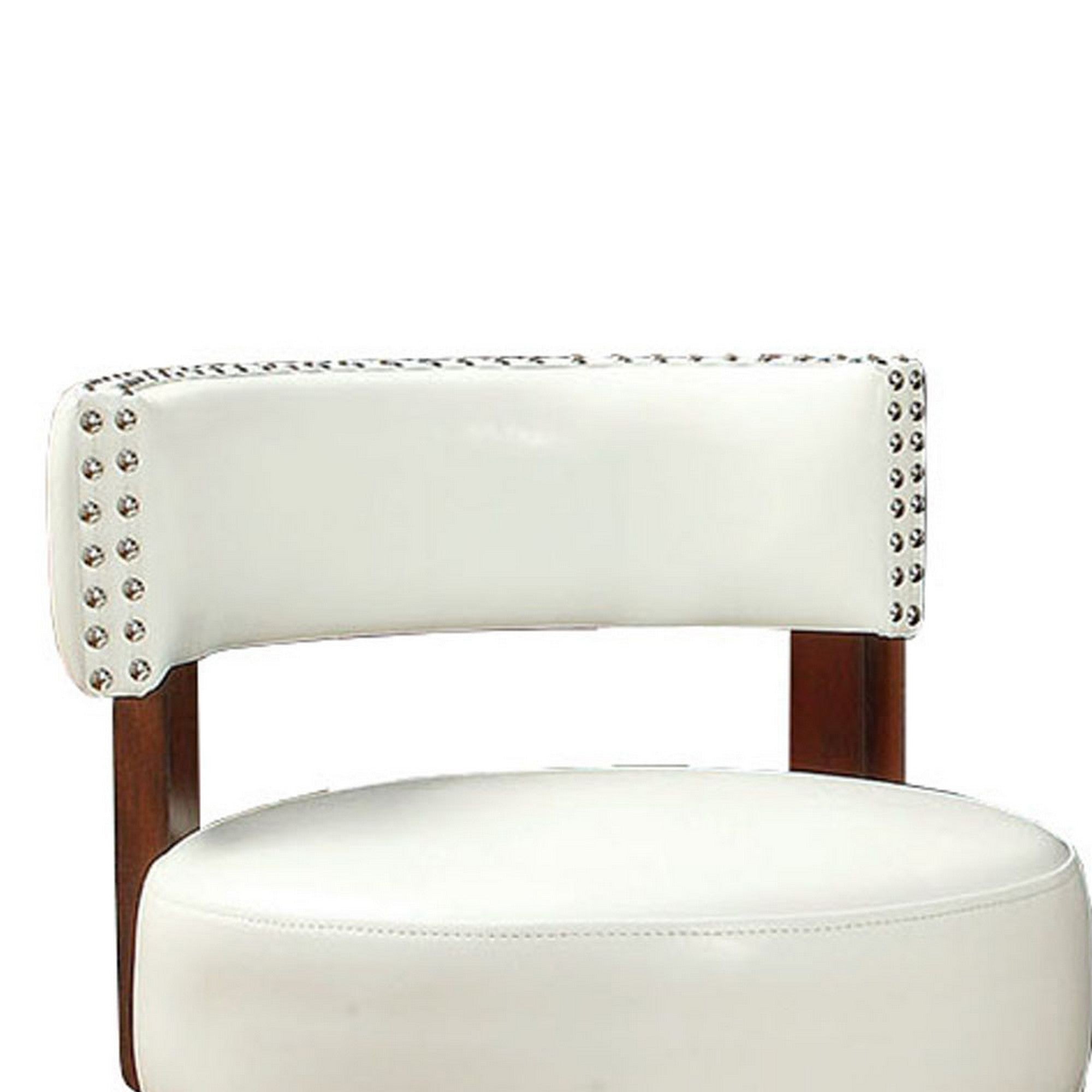 Benzara Shirley Contemporary 24" Barstool With pu Cushion, White Finish, Set of 2