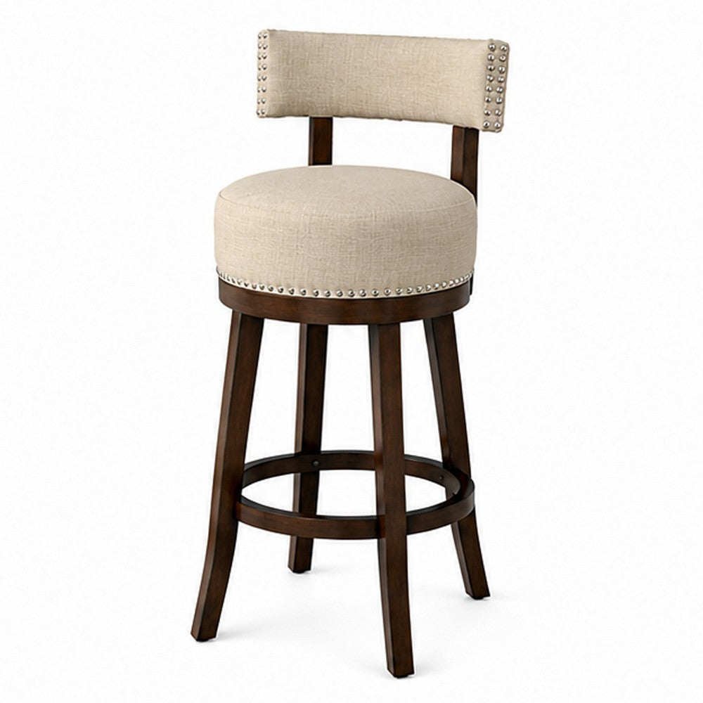 Benzara Lynsey Contemporary 24"Barstool With linen Cushion, Beige Finish, Set of 2