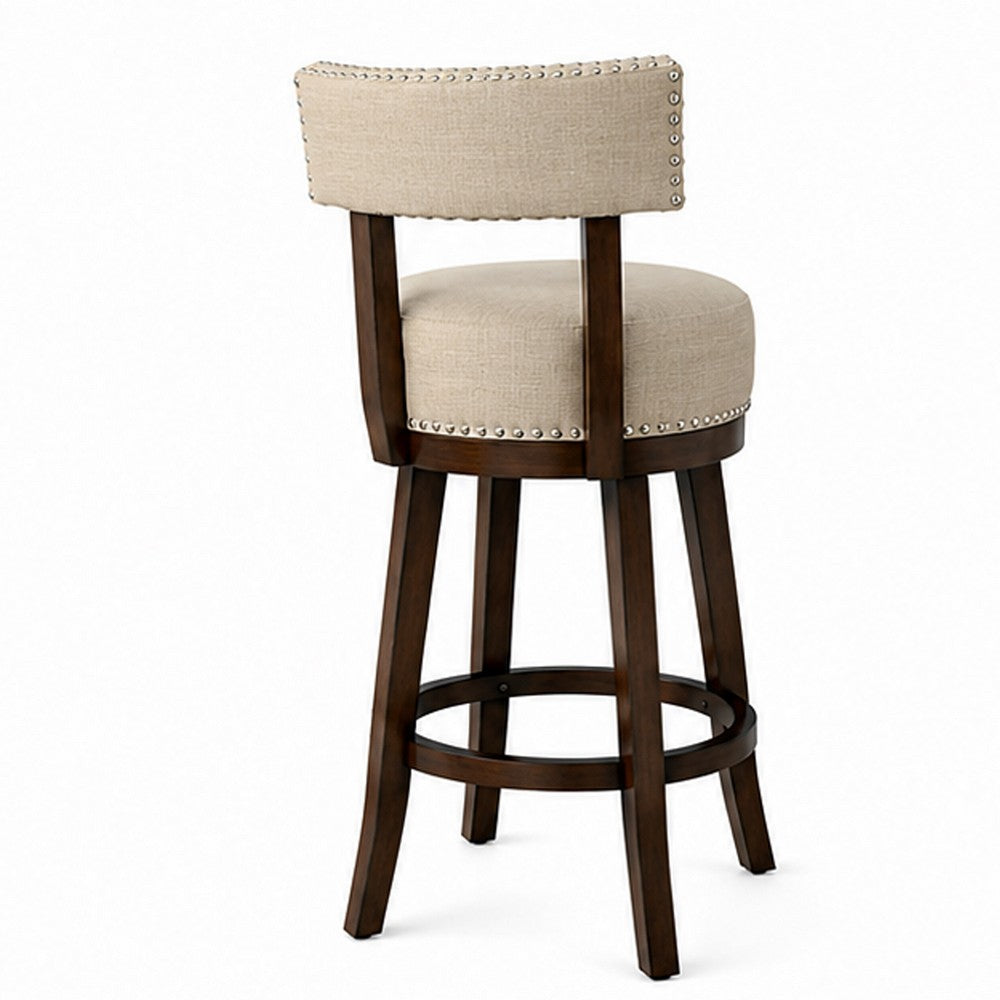 Benzara Lynsey Contemporary 24"Barstool With linen Cushion, Beige Finish, Set of 2