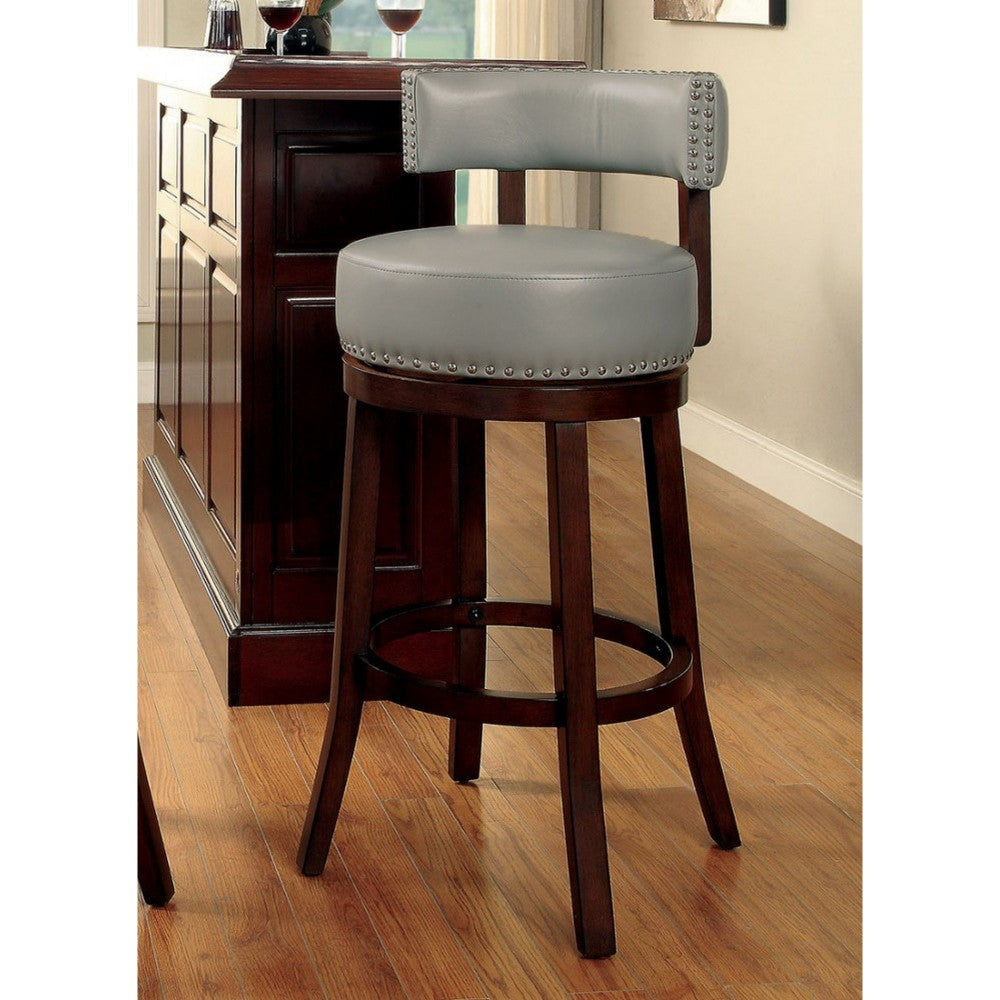 Benzara Shirley Contemporary 29" Barstool With pu Cushion, Gray Finish, Set of 2
