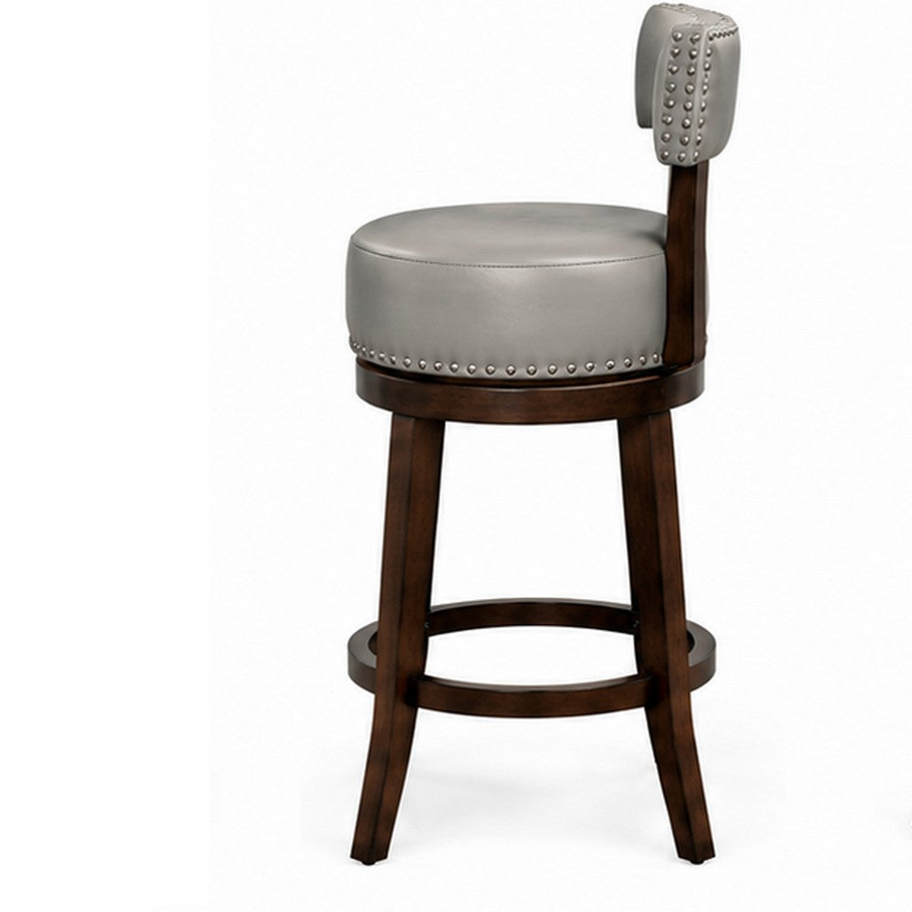 Benzara Shirley Contemporary 29" Barstool With pu Cushion, Gray Finish, Set of 2