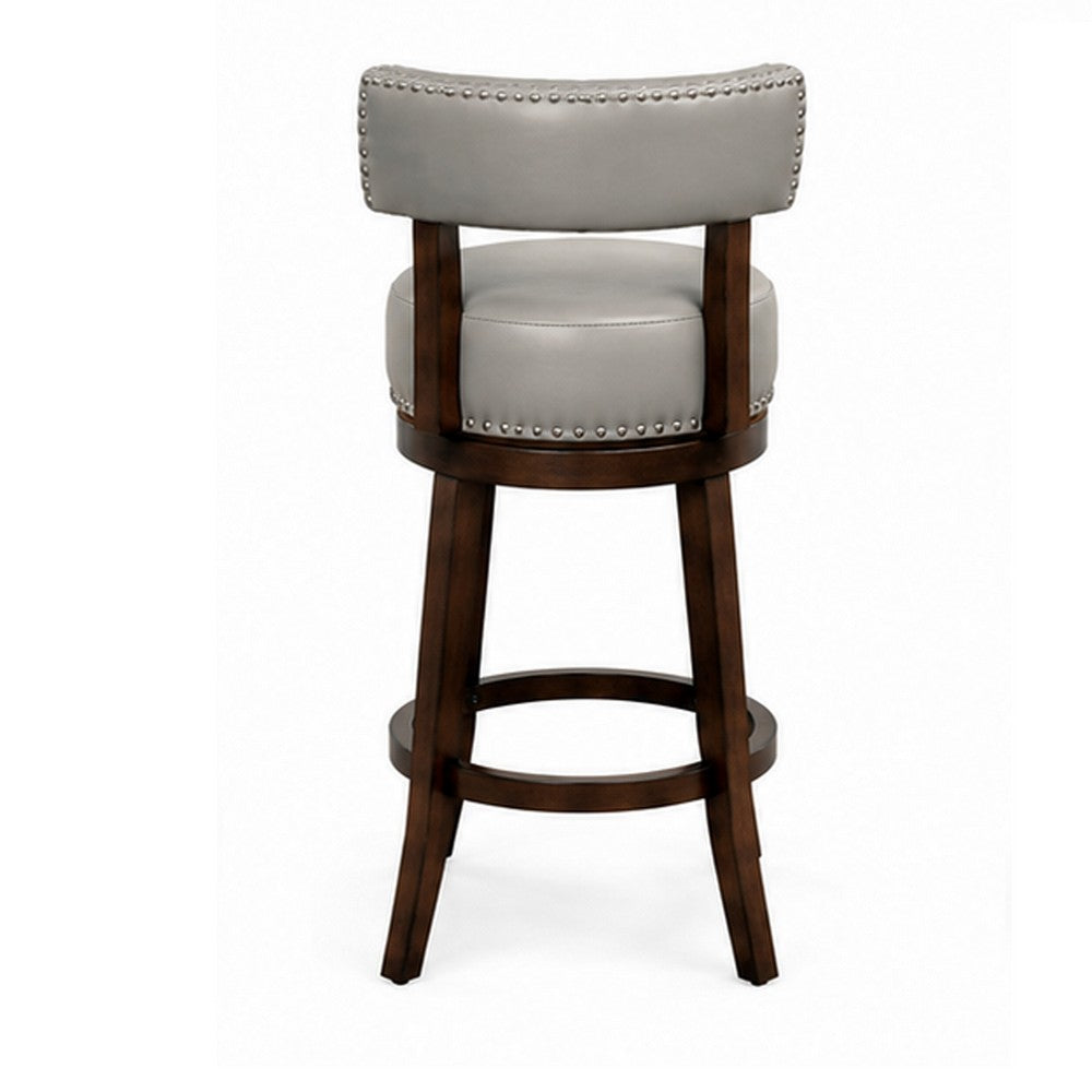 Benzara Shirley Contemporary 29" Barstool With pu Cushion, Gray Finish, Set of 2