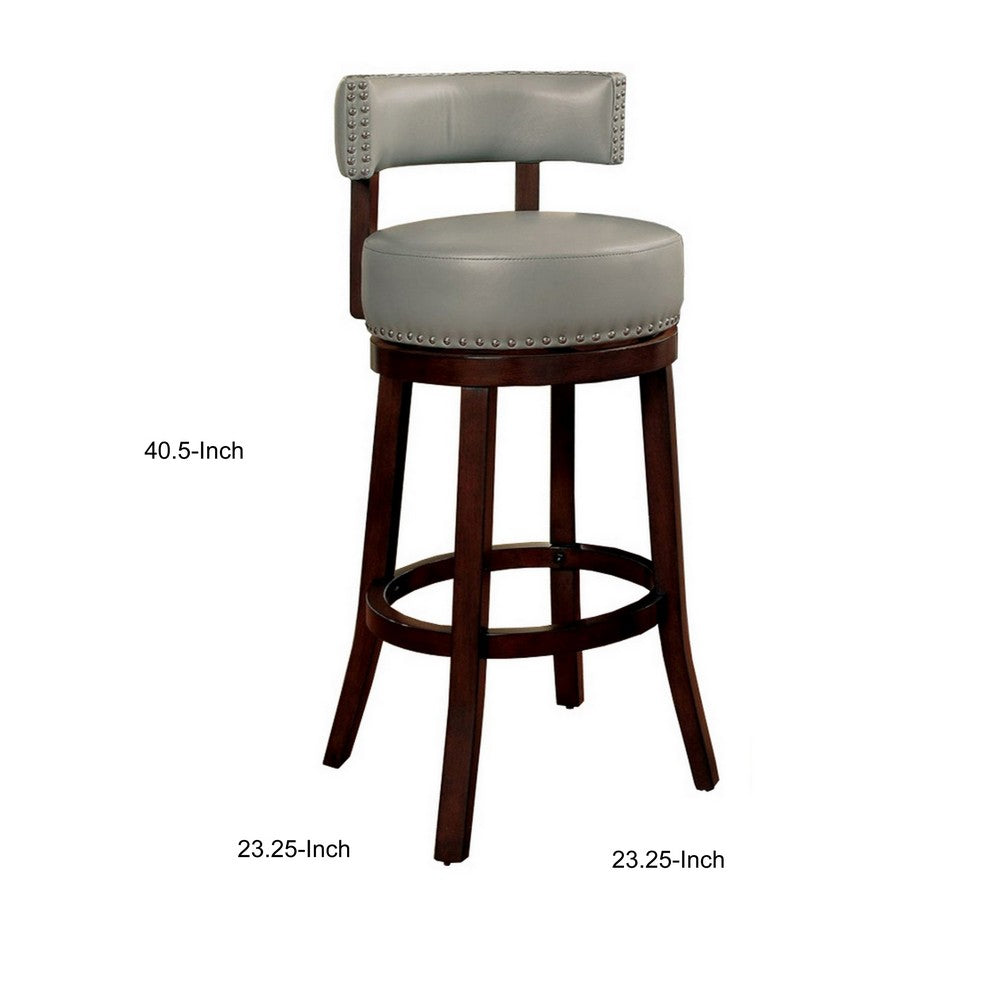 Benzara Shirley Contemporary 29" Barstool With pu Cushion, Gray Finish, Set of 2