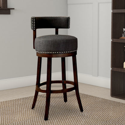 Benzara Lynsey Contemporary 29"Barstool With linen Cushion, Gray Finish, Set of 2