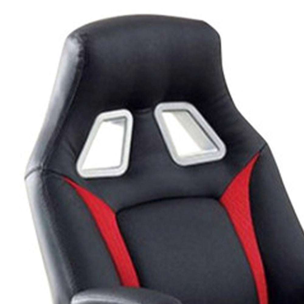 Benzara Leatherette Gaming Chair with Padded Armrests And Adjustable Height, Black