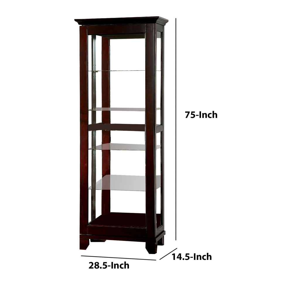 Benzara Curio Cabinate In Cappuccino Finish